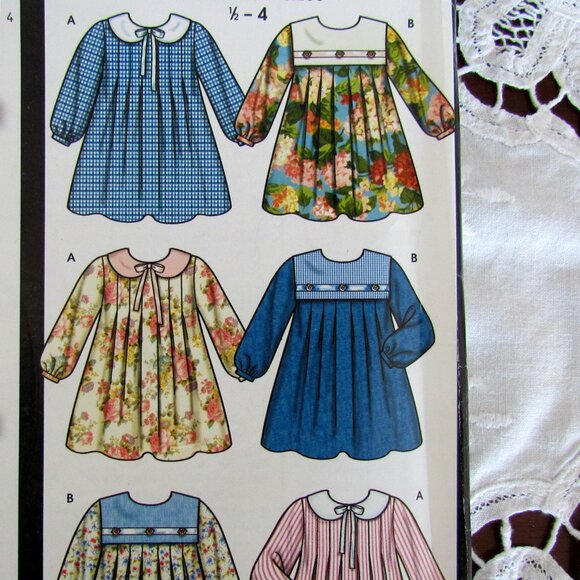 GIRL'S DRESS PATTERN, Sz 1/2 - 4 TODDLER - SIMPLICITY 5860 UNCUT, NWT FOR SEWING - Picture 1 of 5